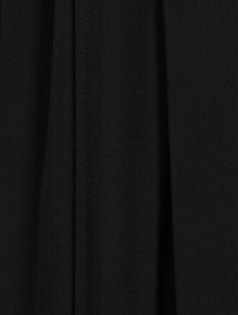 Wool Gabardine Pleated Midi Skirt