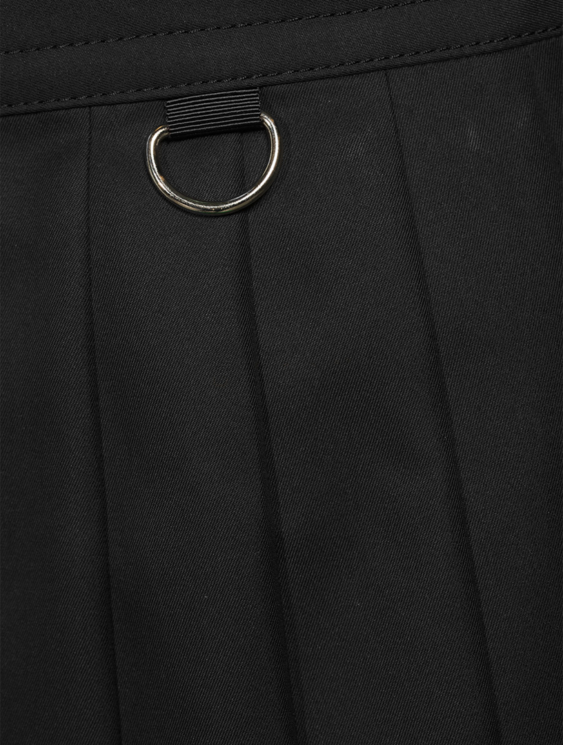 Cotton Gabardine Pleated Midi Skirt