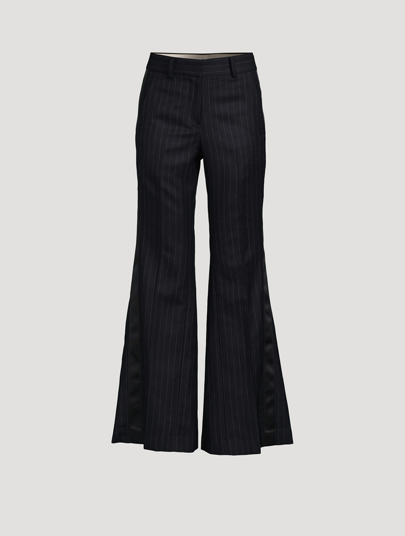 SACAI Wide-Leg Wool Trousers In Chalk Stripe Print