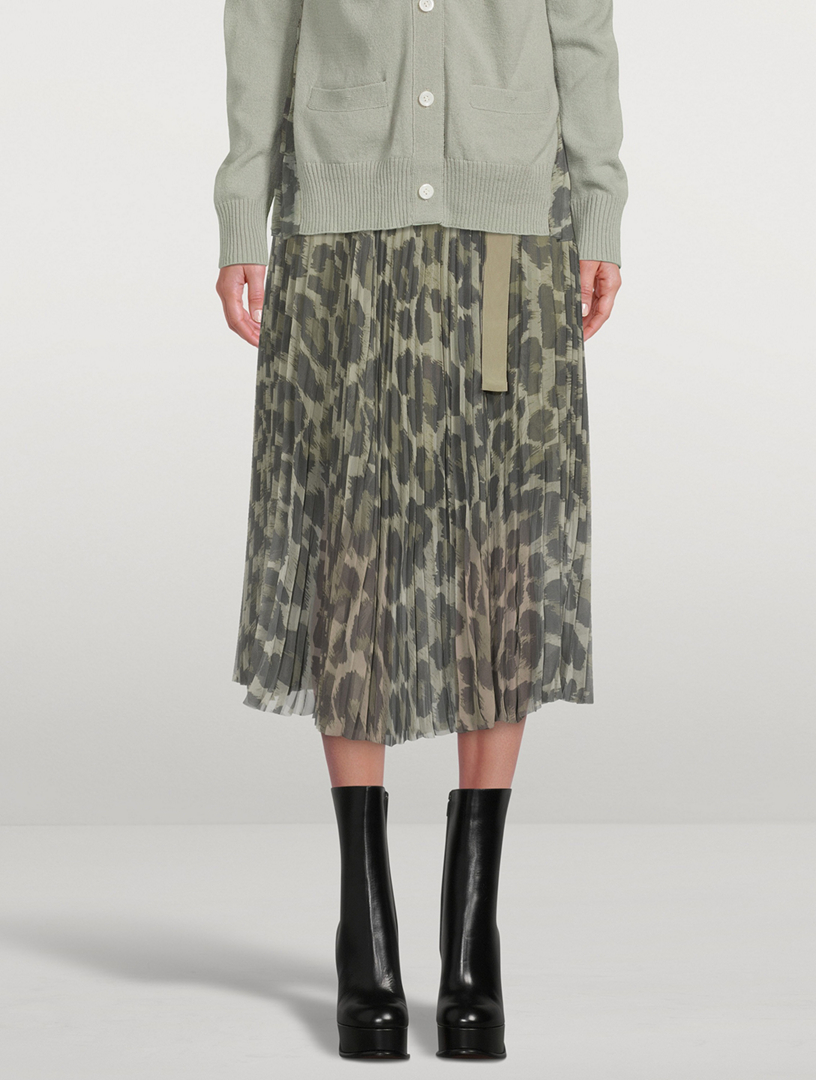 SACAI Midi Skirt In Leopard Print | Holt Renfrew