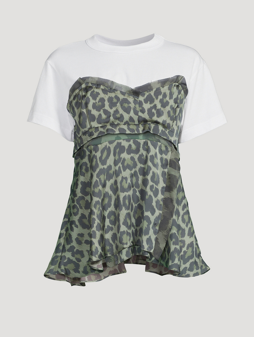 Cotton T-Shirt In Leopard Print