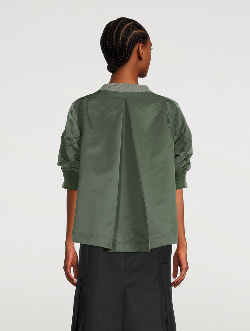 SACAI Nylon Twill Mix Knit Sweater | Holt Renfrew