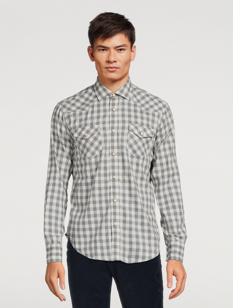 Western Cotton Plaid Shirt