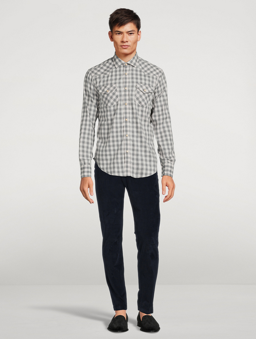 Western Cotton Plaid Shirt