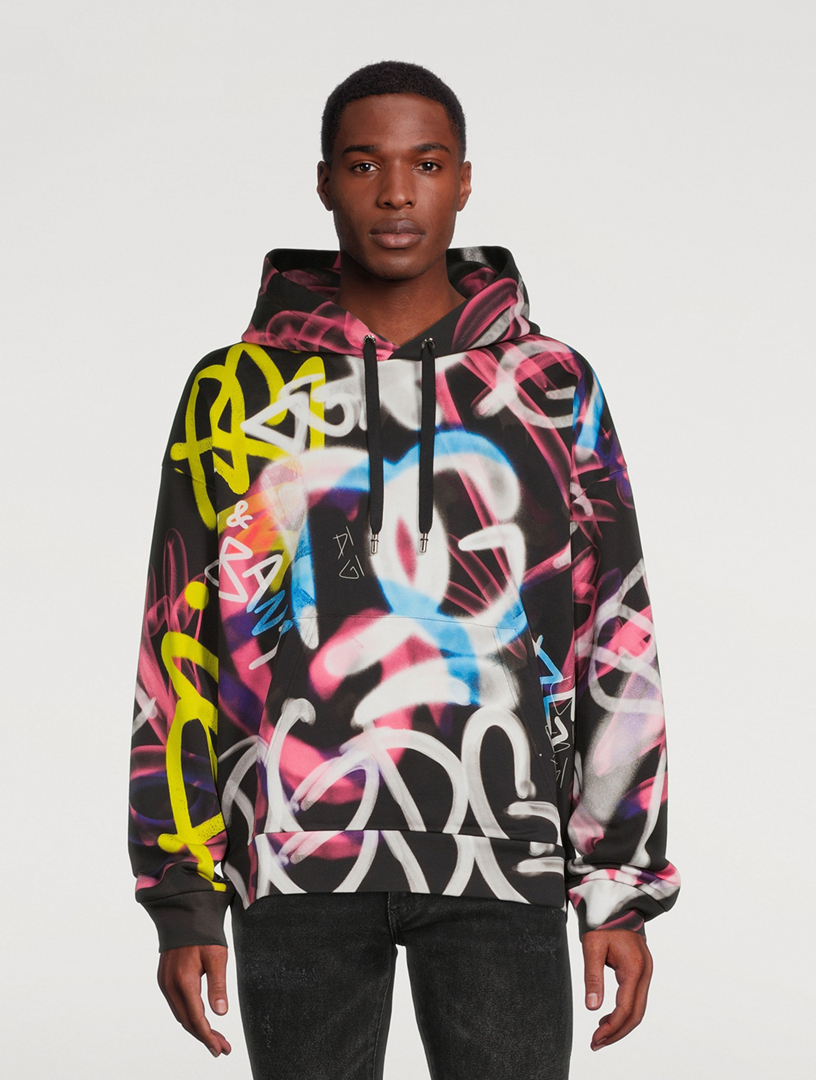 DOLCE & GABBANA Cotton Hoodie In Graffiti Print