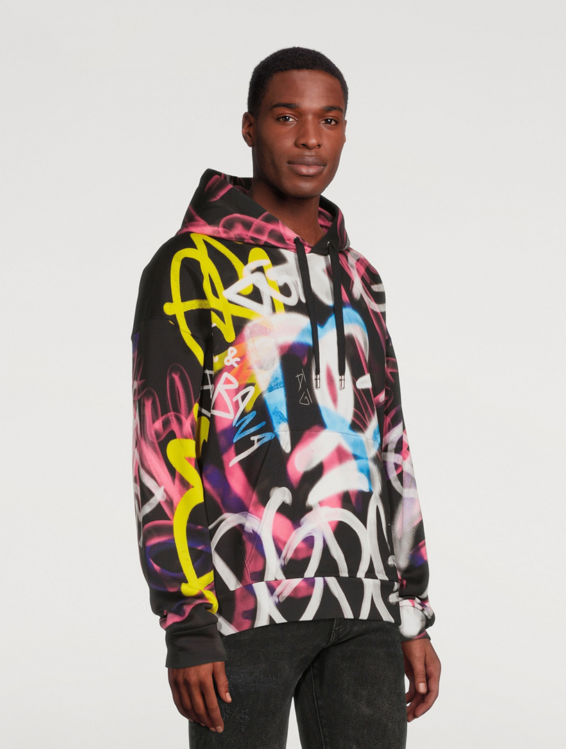 DOLCE & GABBANA Cotton Hoodie In Graffiti Print | Holt Renfrew