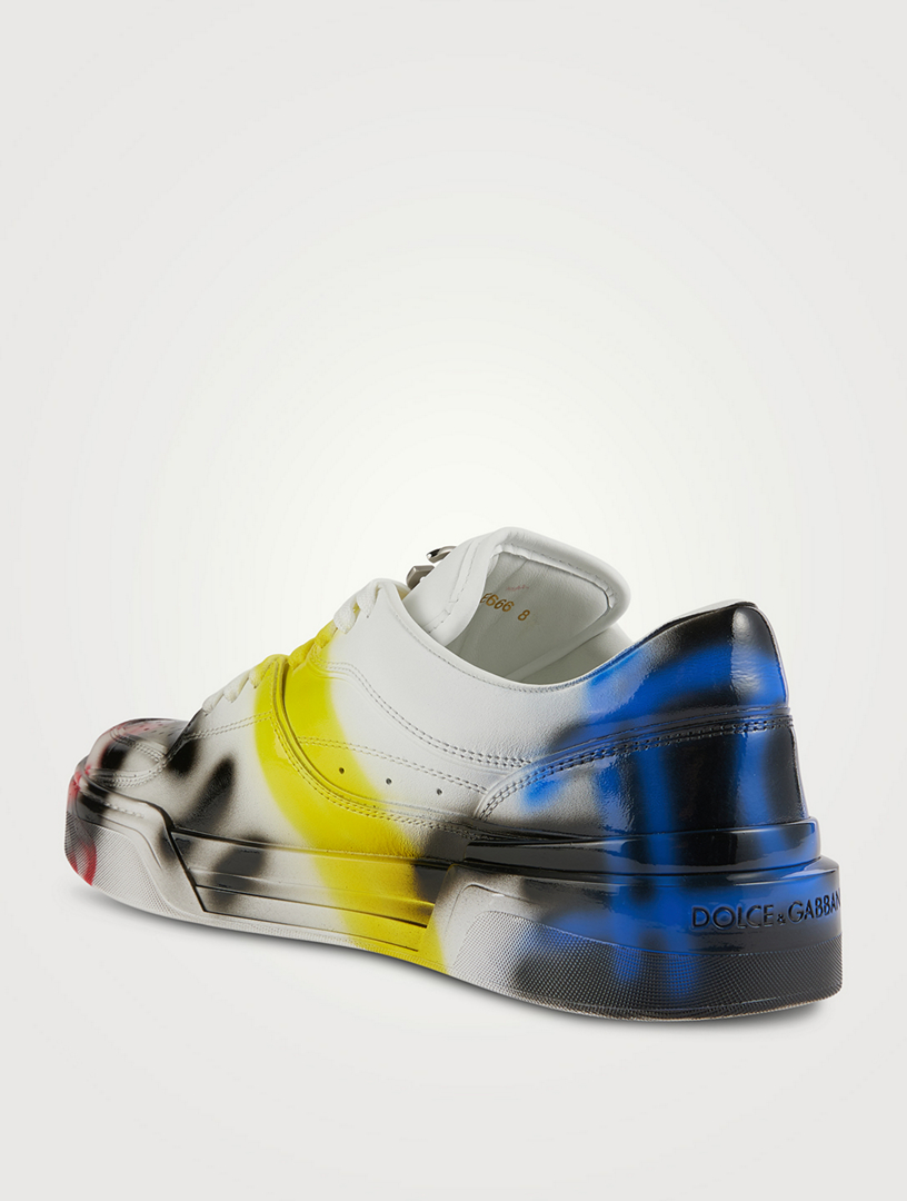 New Roma Leather Sneakers Spray Paint Graffiti Print
