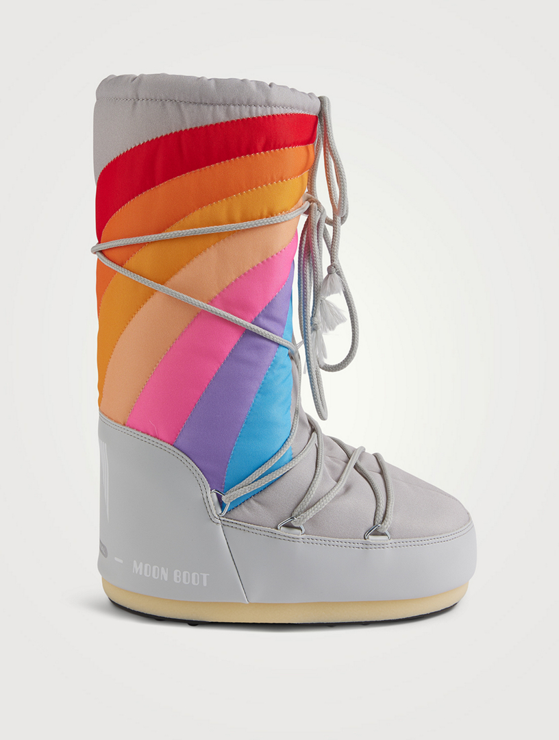 MOON BOOT Bottes hautes Icon en nylon avec rayures arc en ciel