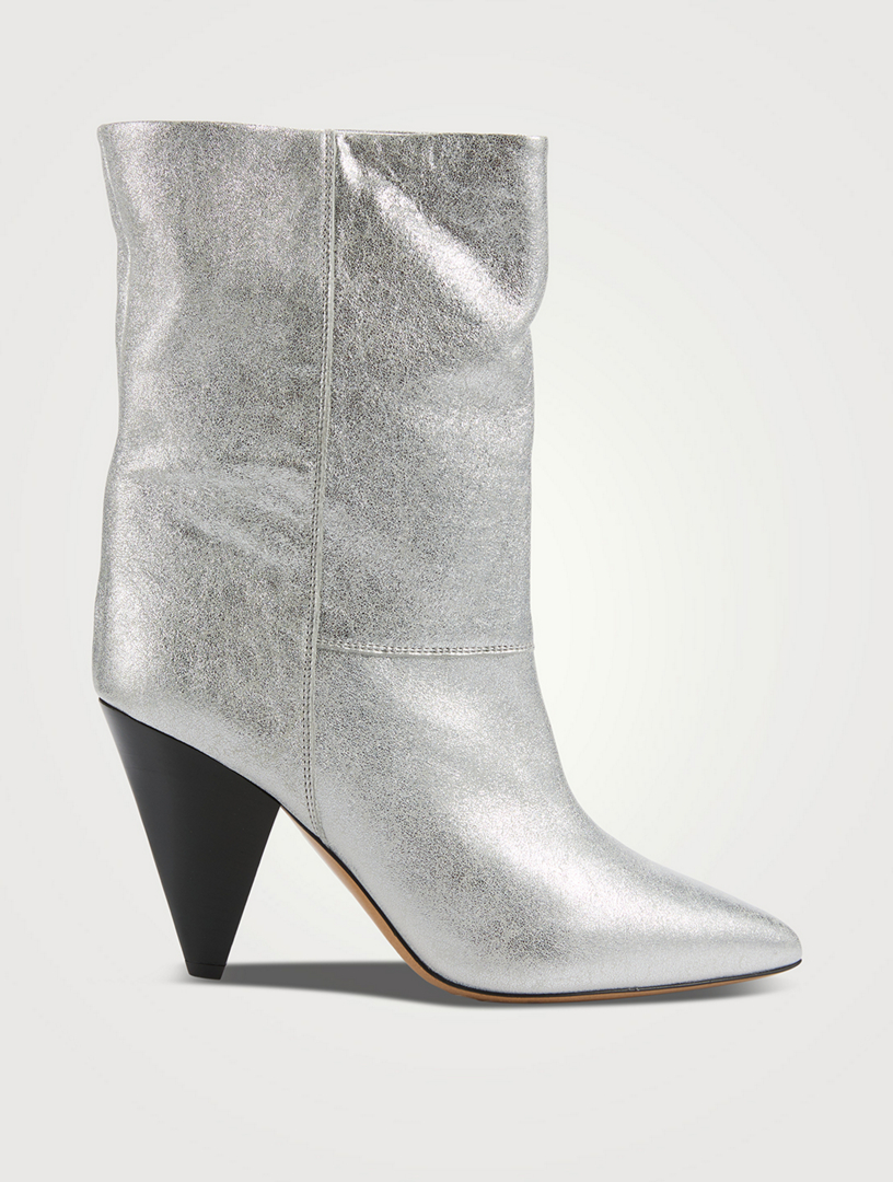 ISABEL MARANT Locky Metallic Leather Ankle Boots Holt Renfrew