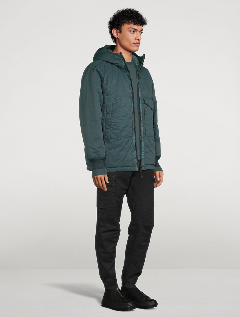 Opaque Nylon Twill Down Hooded Jacket