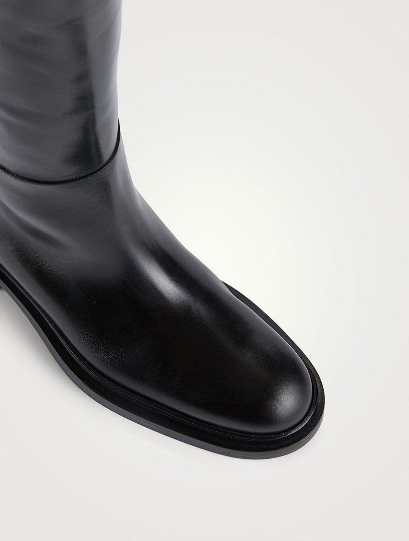 JIL SANDER Leather Knee-High Riding Boots | Holt Renfrew