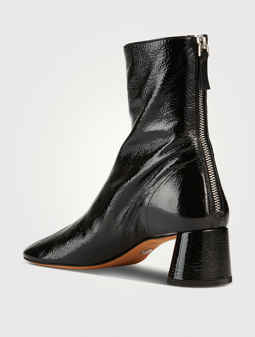 Leather Patent Glove Ankle Boots