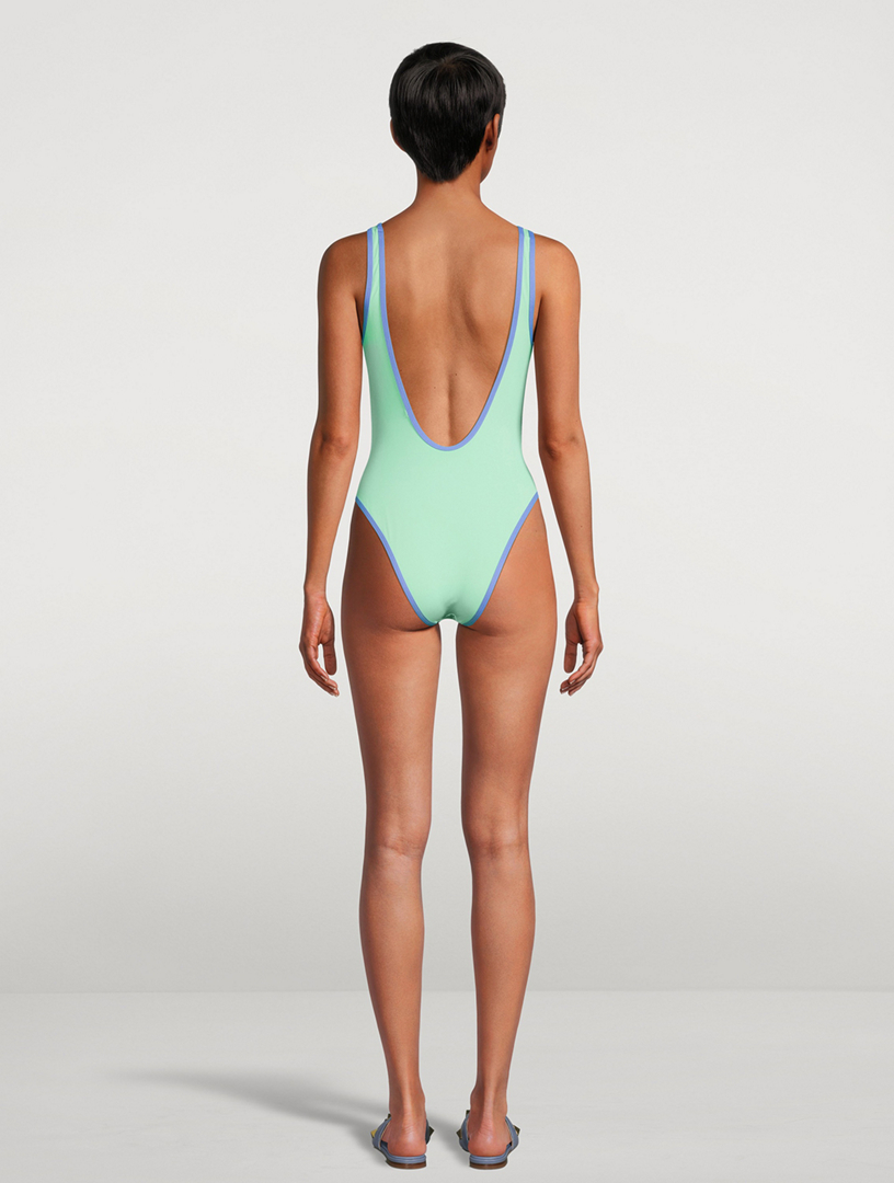 Piped Scoop One-Piece Swimsuit