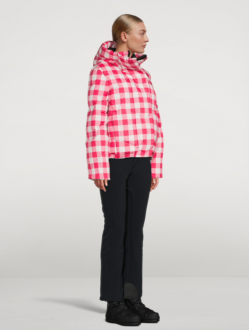 Bardot Down Ski Jacket In Gingham Print