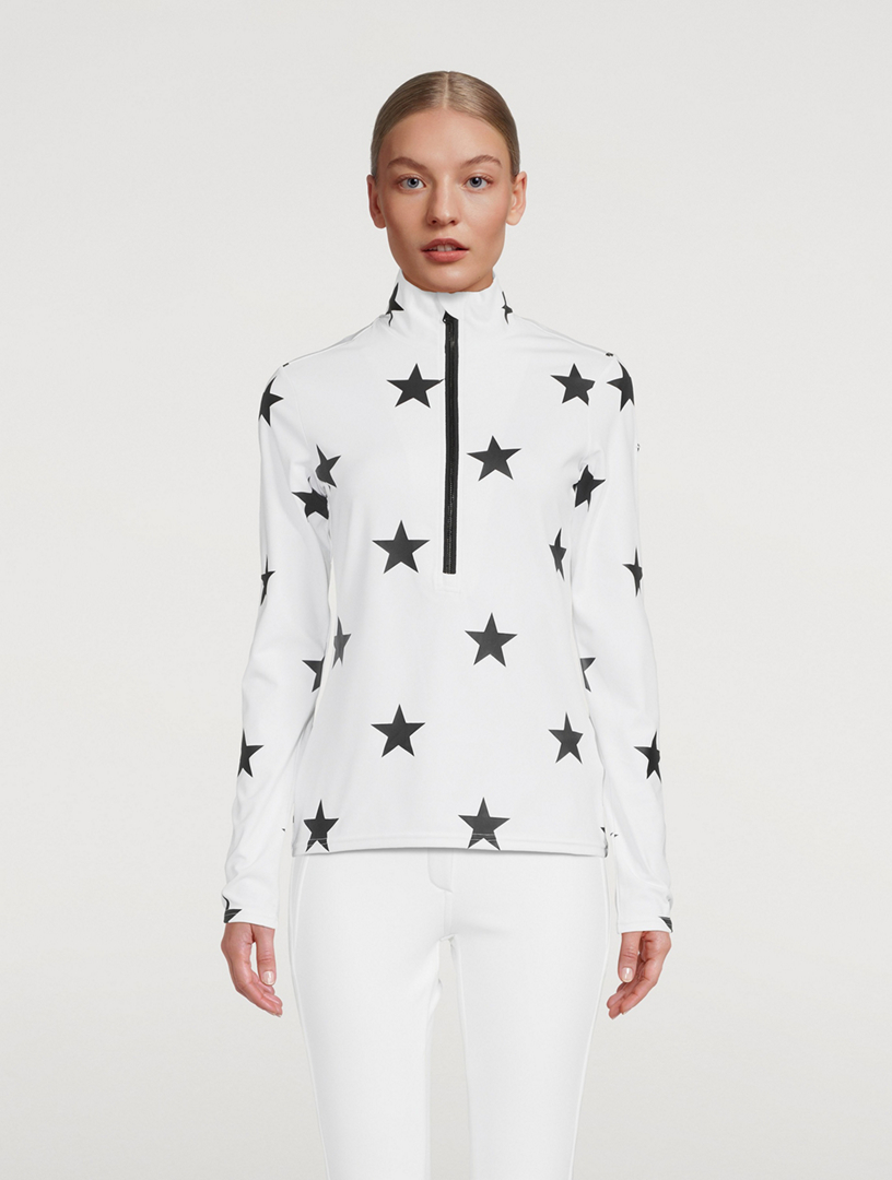Sky Quarter-Zip Top Star Print
