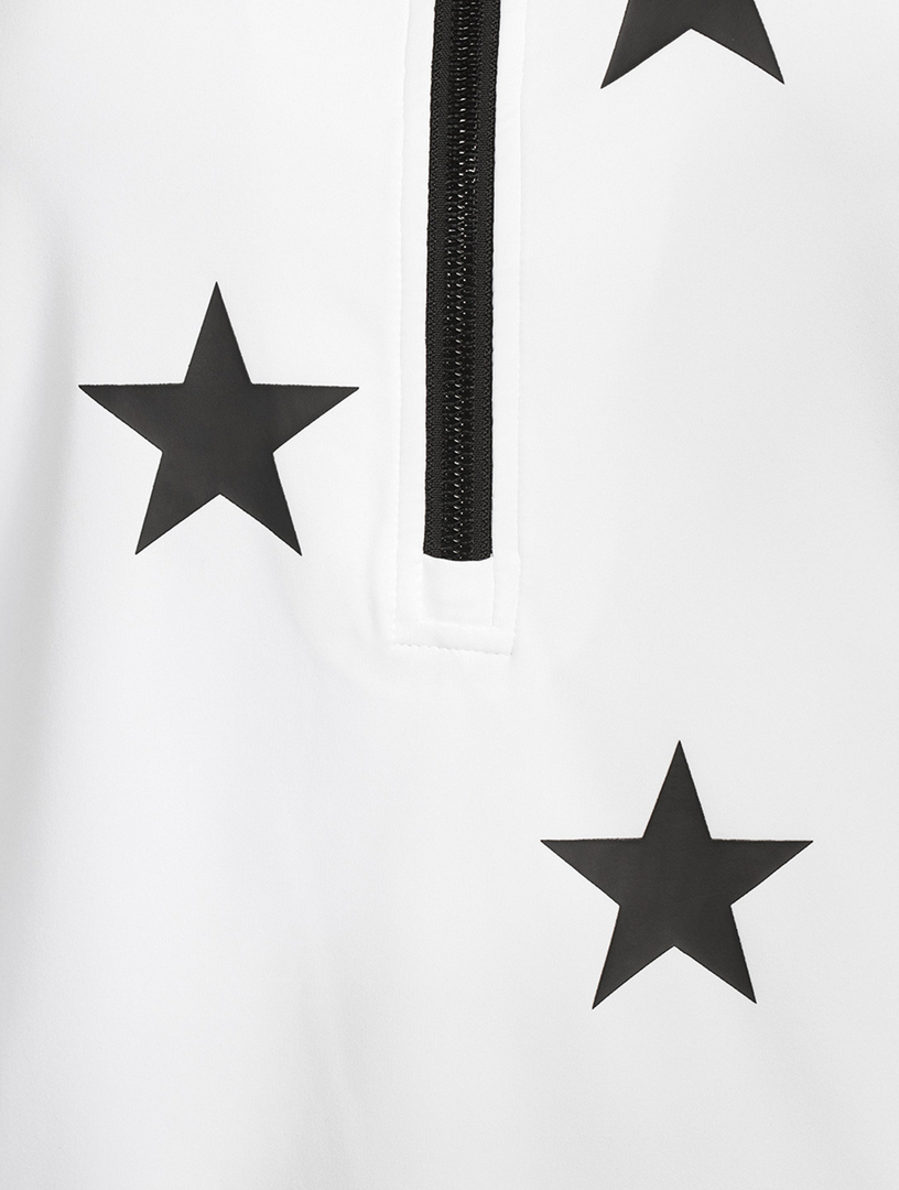 Sky Quarter-Zip Top Star Print