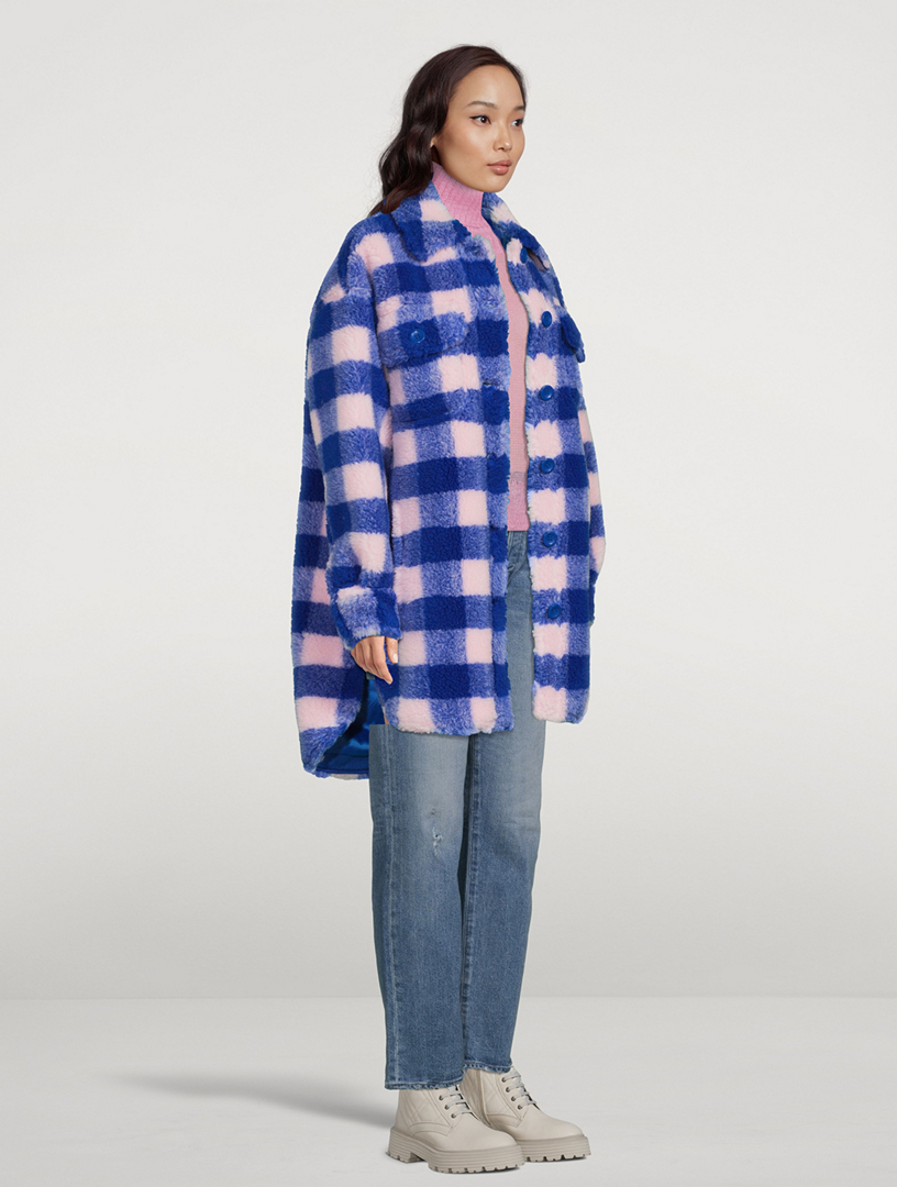 Sabi Faux Fur Jacket Check Print