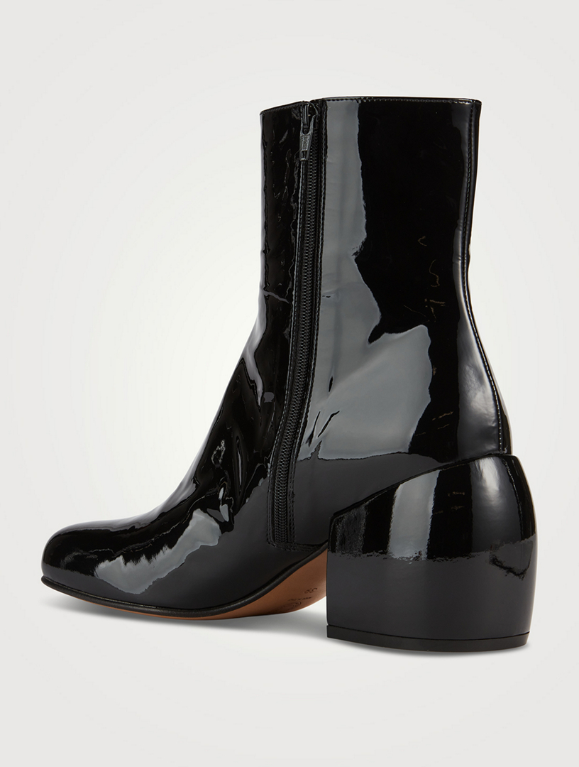 Black patent leather ankle boots sale