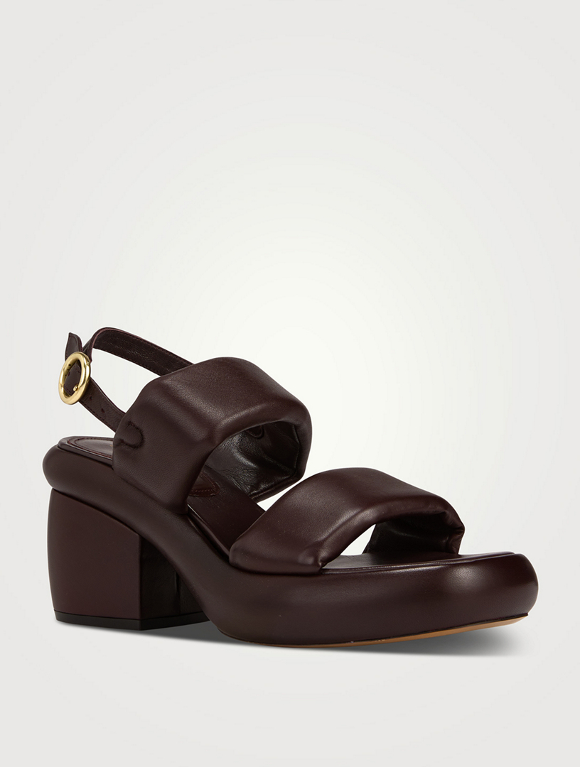 Puffy Leather Slingback Sandals