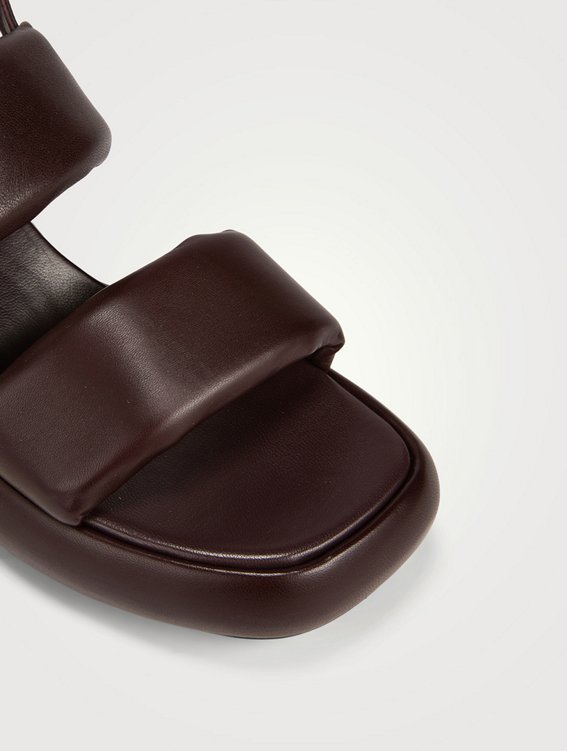 Puffy Leather Slingback Sandals