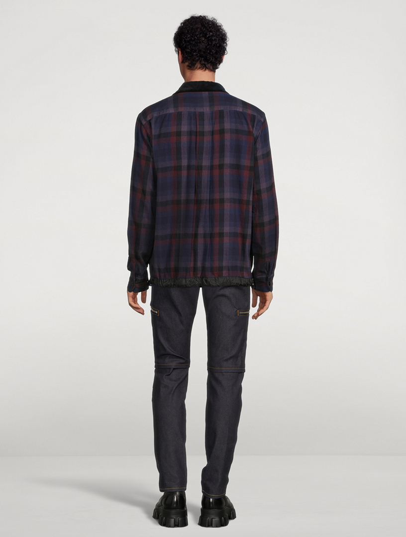 SACAI Cotton Plaid Shirt With Zipper | Holt Renfrew
