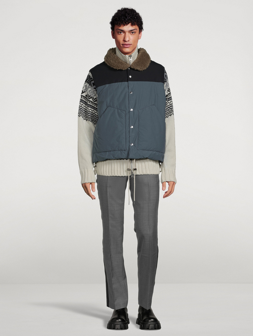 Padded Geometric Knit Blouson-