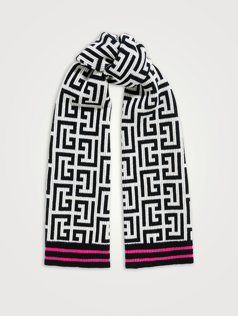 BALMAIN Maxi Monogram WoolCashmere Scarf Holt Renfrew