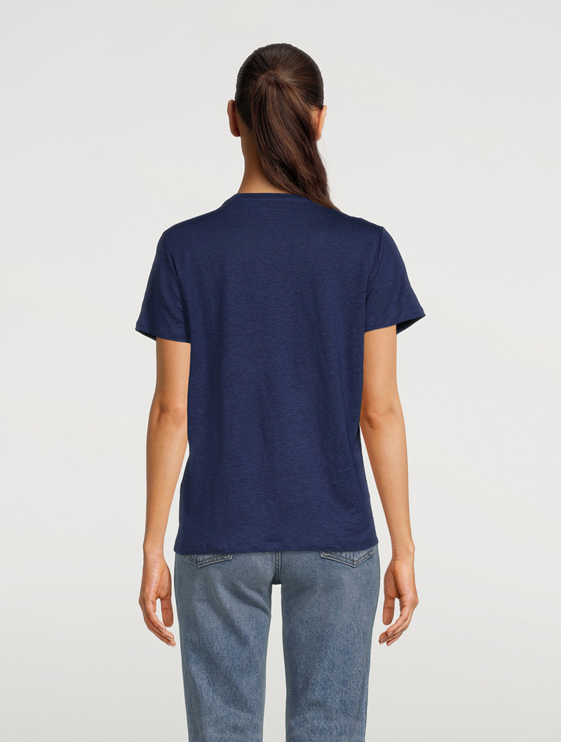 Stretch-Linen V-Neck T-Shirt