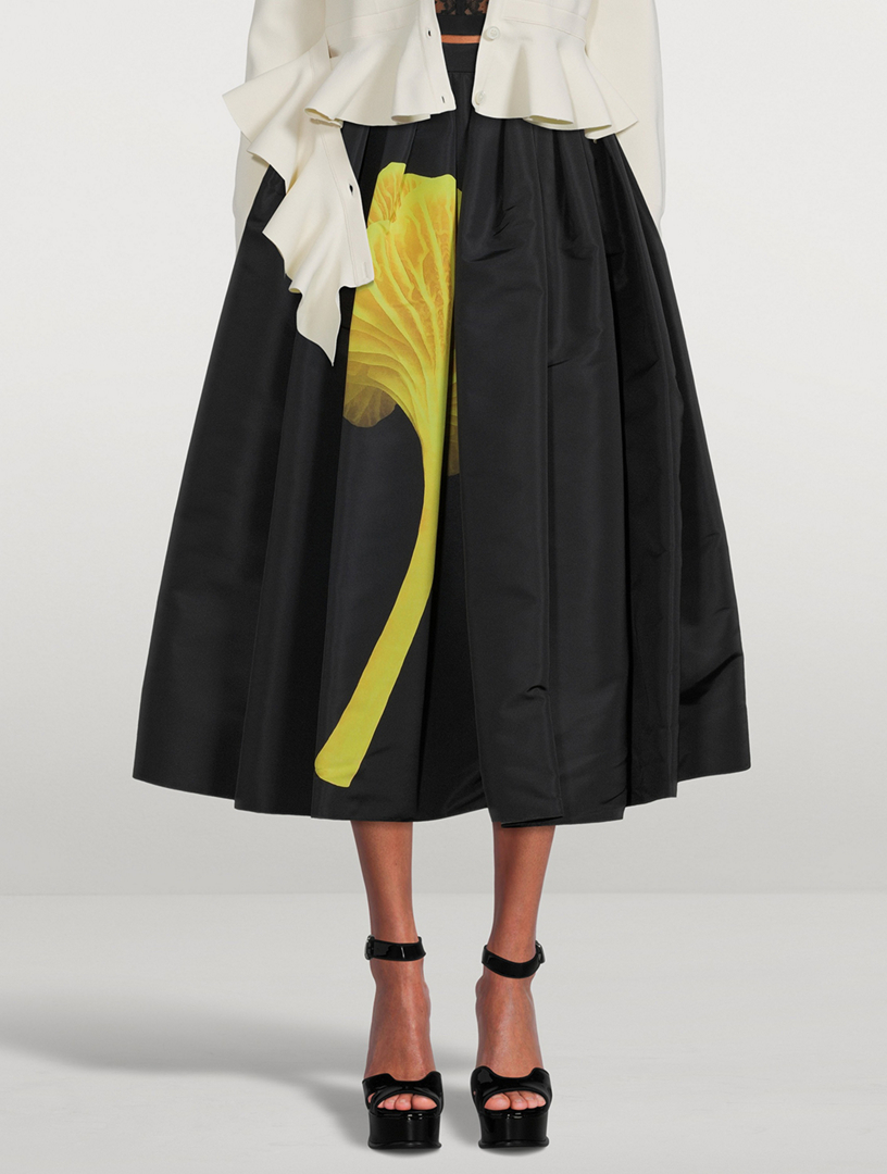 Mushroom Pleated Midi Skirt