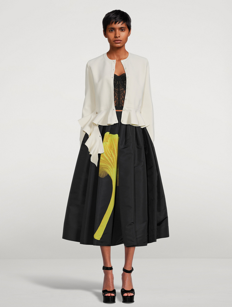 Mushroom Pleated Midi Skirt