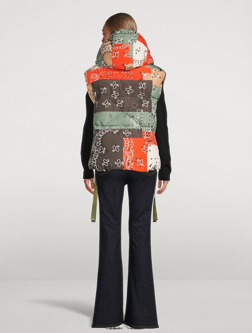 Puff Patch Down Vest In Bandana Print