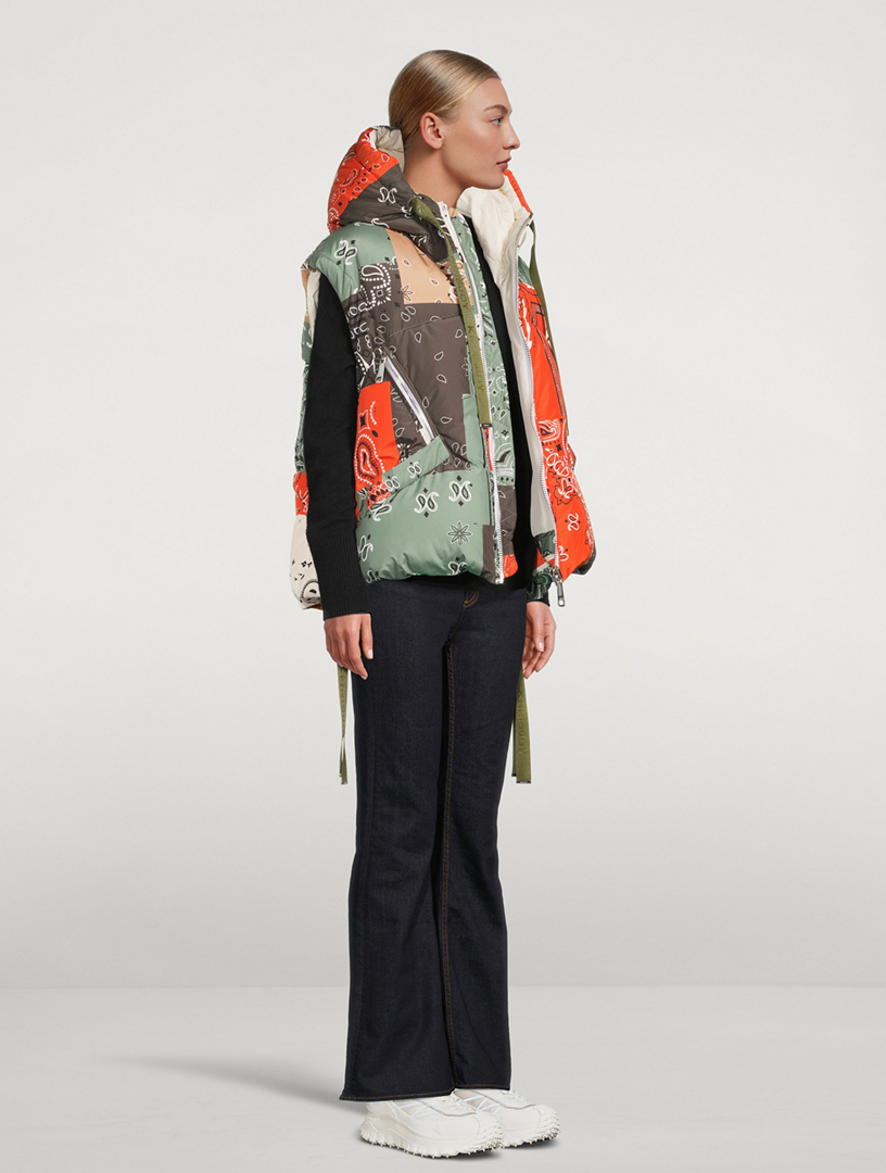 Puff Patch Down Vest In Bandana Print