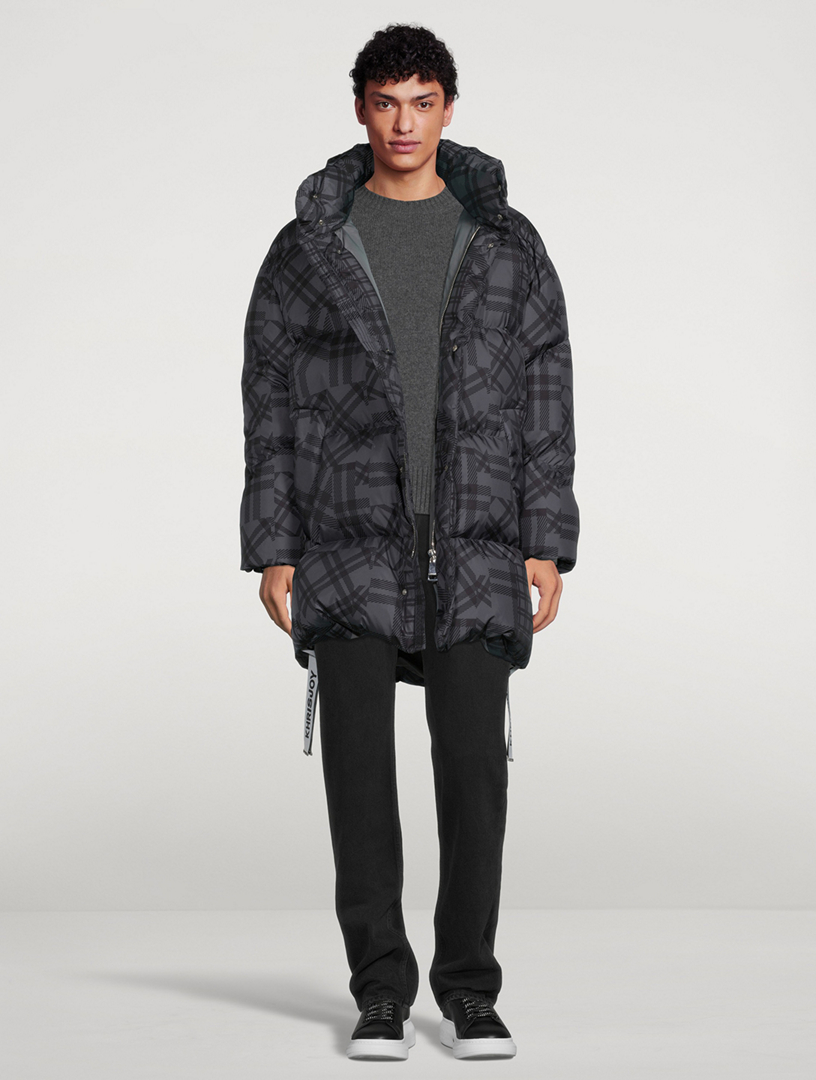 Down Puffer Parka Check Print