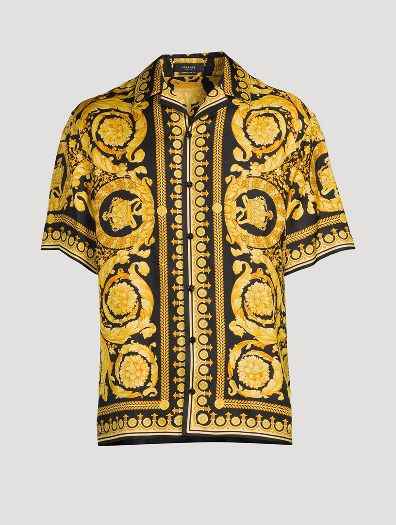 VERSACE Chemise manches courtes en soie imprim Barocco Holt