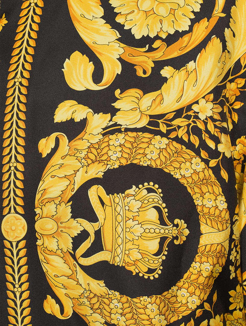 Chemise en soie à imprimé Barocco Acanthus noir or Homme | Chemises VERSACE  — ESVL Cyclisme