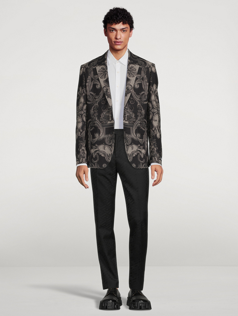 VERSACE Silver Baroque Wool Jacket | Holt Renfrew