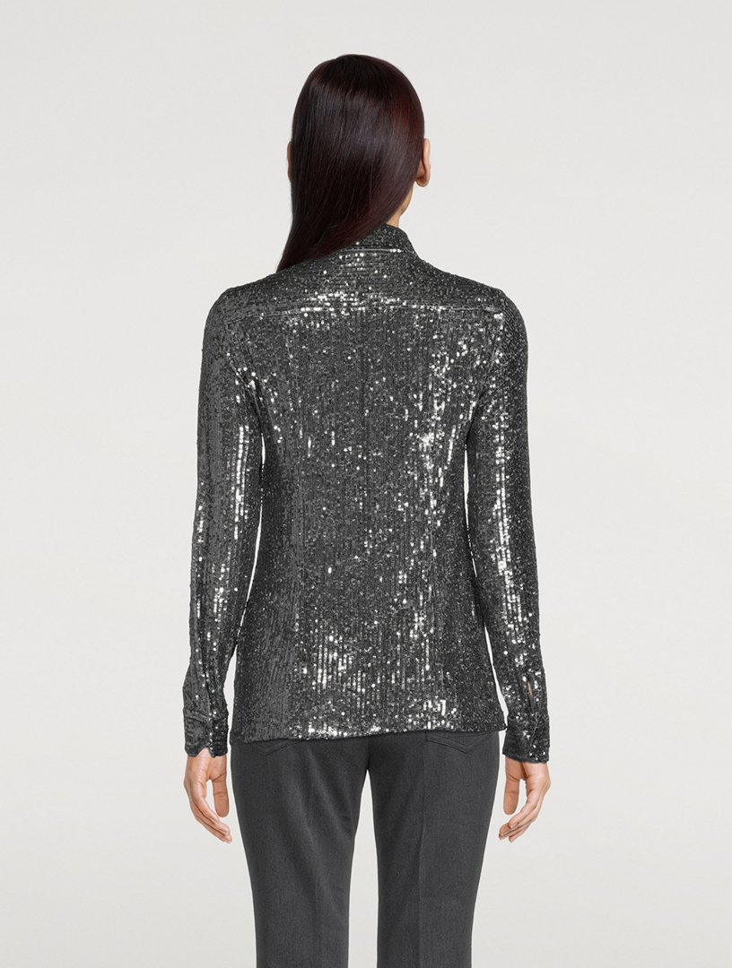 Sequin-Embellished Jersey Shirt