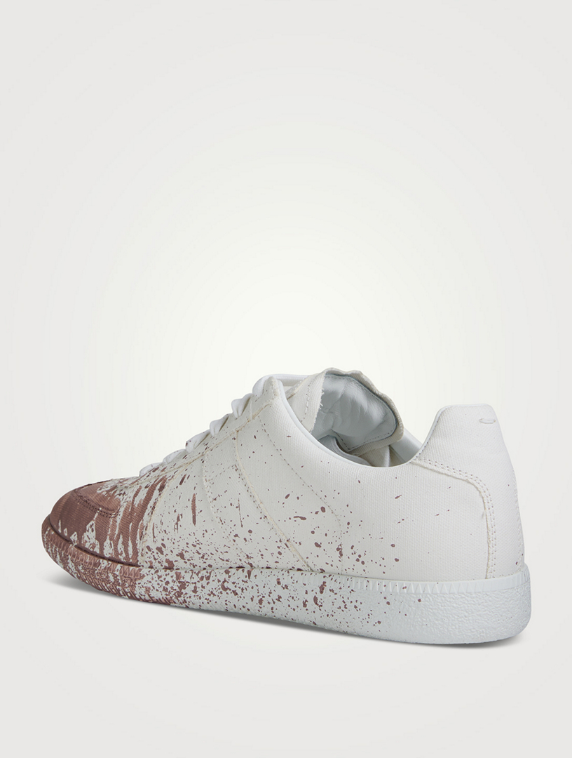 Replica Paint Splatter Leather Sneakers