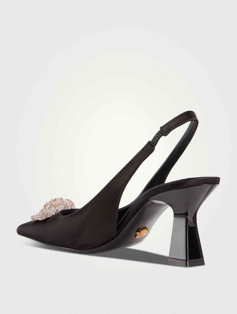 Crystal La Medusa Satin Slingback Pumps