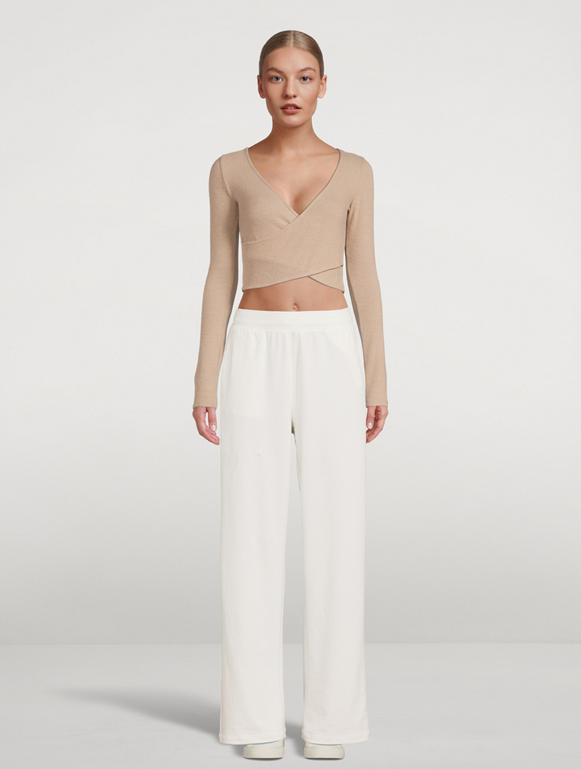 Amelia Cropped Long-Sleeve Wrap Top