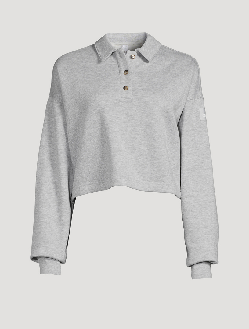 Polo Henley fleece sweater in green - Alo Yoga