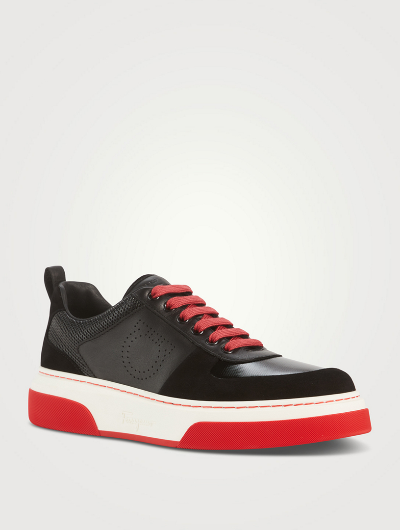 Ferragamo Men's Clayton Mixed Leather Low-Top Sneakers