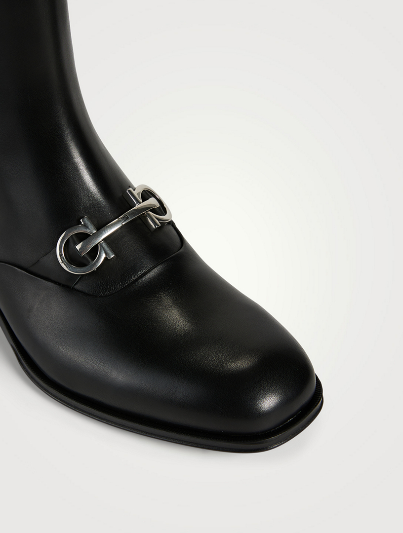 Gancini Leather Boots