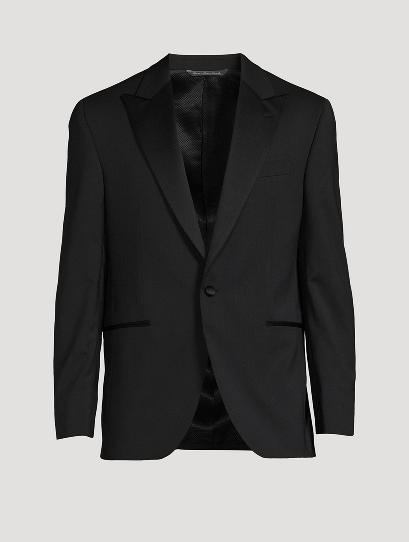 Jack Victor Men's Black Elwood Wool Peak Lapel Tuxedo Jacket