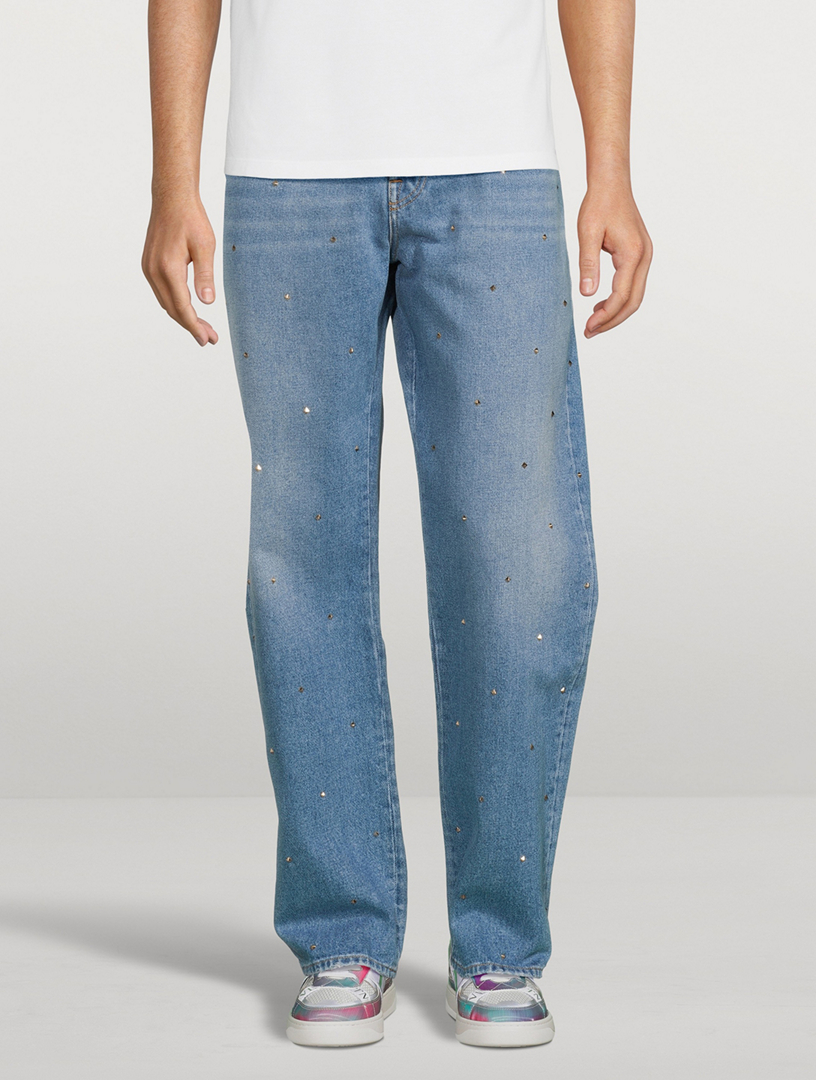 Straight-Leg Jeans With Rockstud Spike Studs