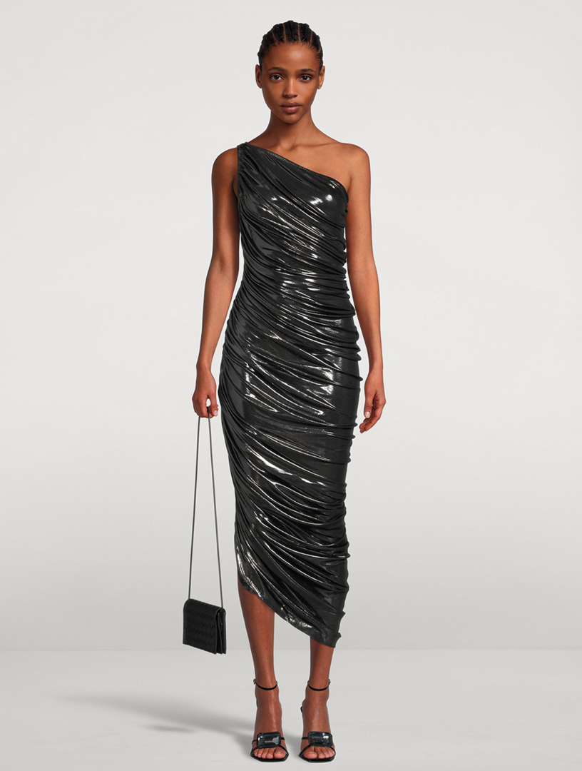 Diana One-Shoulder Lamé Gown