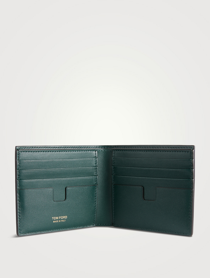 Glossy Leather Bifold Wallet In Croc Print