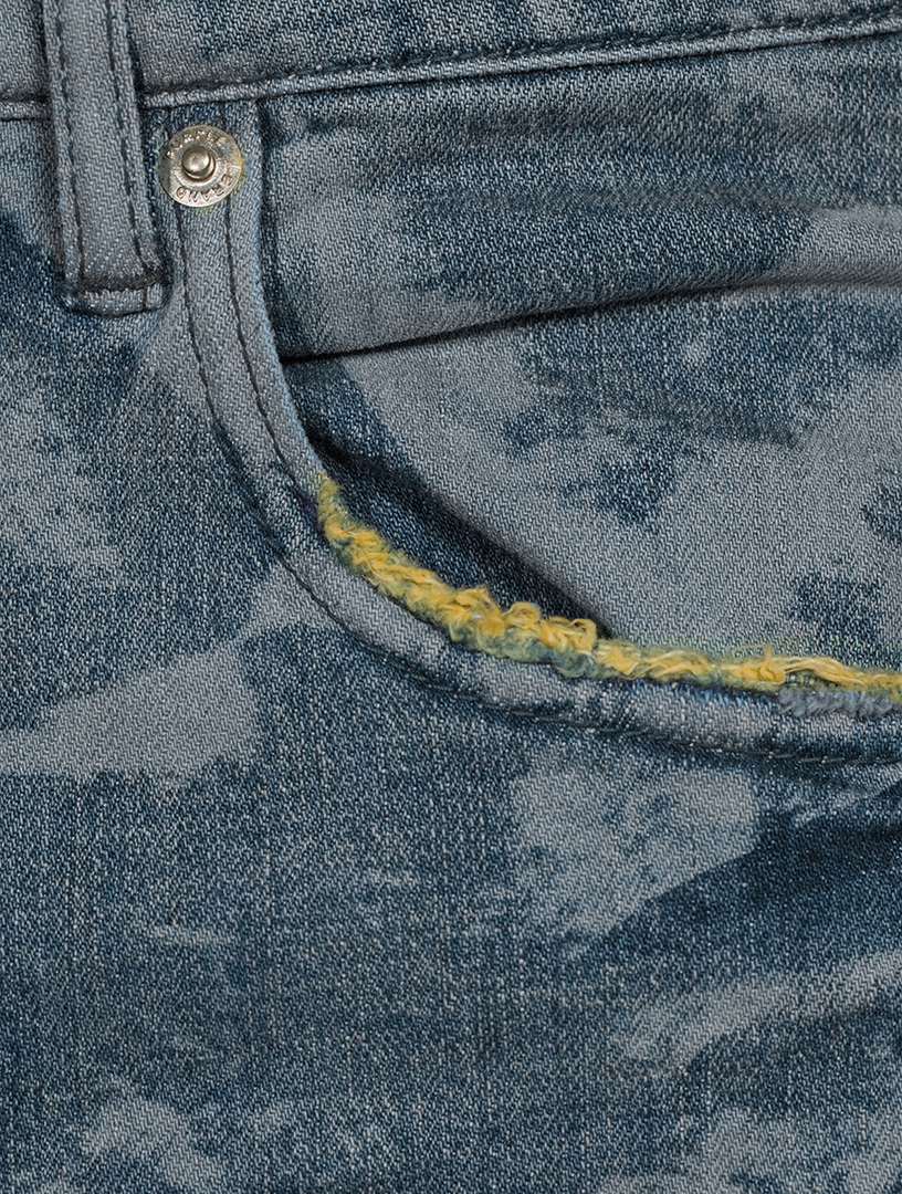 Laser Wrinkled Indigo Slim-Fit Jeans