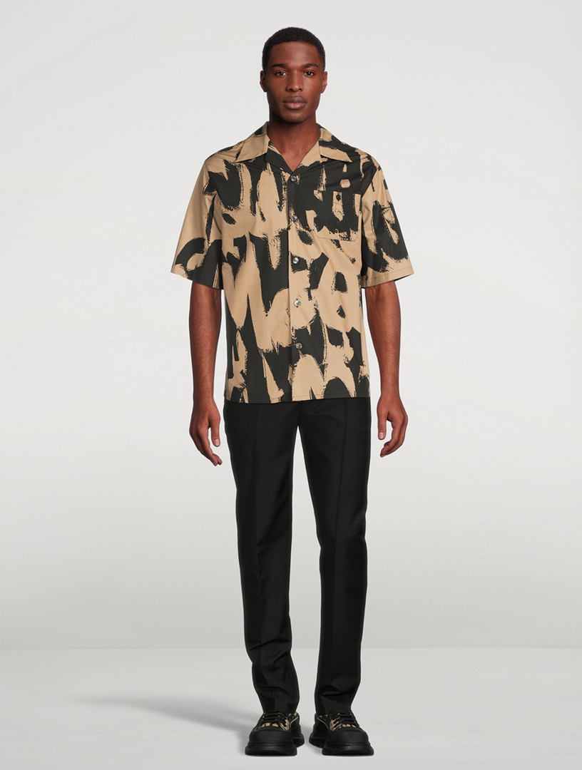 ★alexander mcqueen★ Red Graffiti Point Short Sleeve T-Shir Alexander McQueen Men's Graffiti Logo T-Shirt in Black/Red