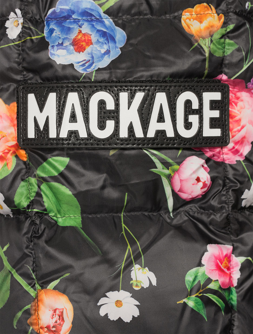 Mackage Paul 2-in-1 Recycled Down Bomber Jacket in Floral, Size: 44